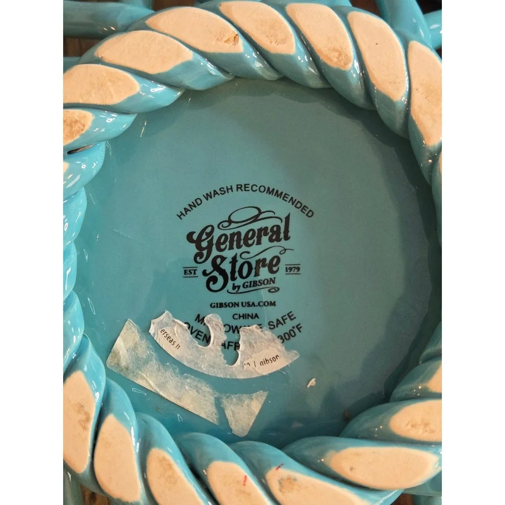 General Store by Gibson Hollydale Turquoise Ceramic Lattice Woven Fruit Bowl